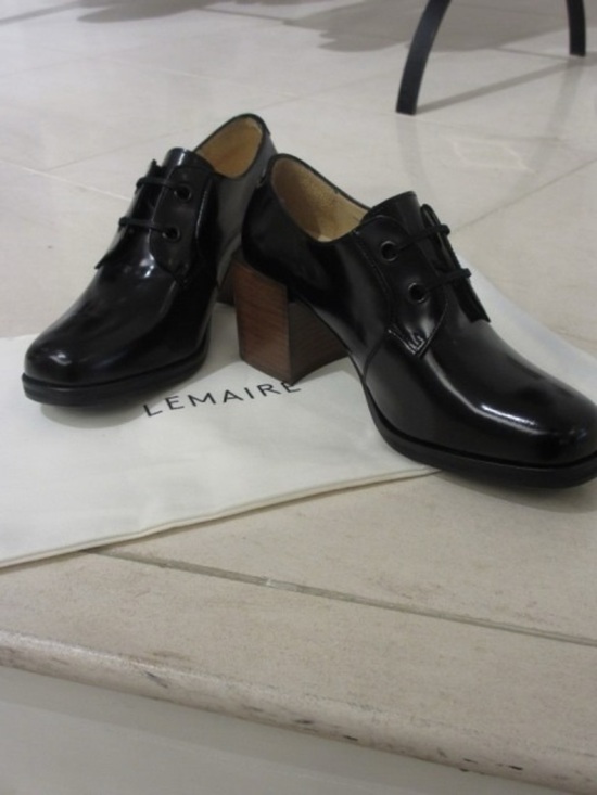 Lemaire Shoes - Lemaire Black Derby Leather Block Heels Lace-Up Oxford Shoes Classic Luxury | 39